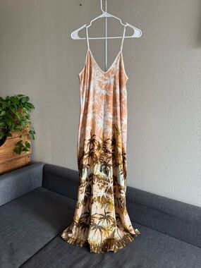 lovestitch Peach & Cream Tropical Slip Dress maxi